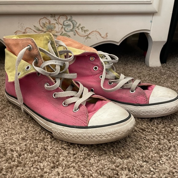 Converse Shoes - Neon double tongue high top converse